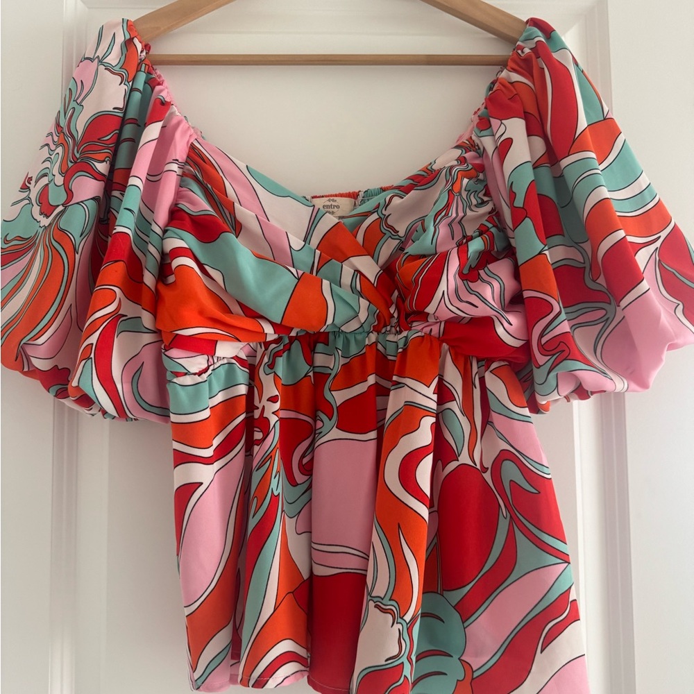 Colorful Off-Shoulder Women's Top